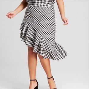 A new day asymmetrical gringham ruffled skirt